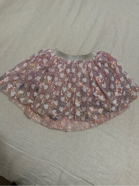 Sparkle Sisters Girls Sequined Heart Tulle Lined Elastic Waist Tutu